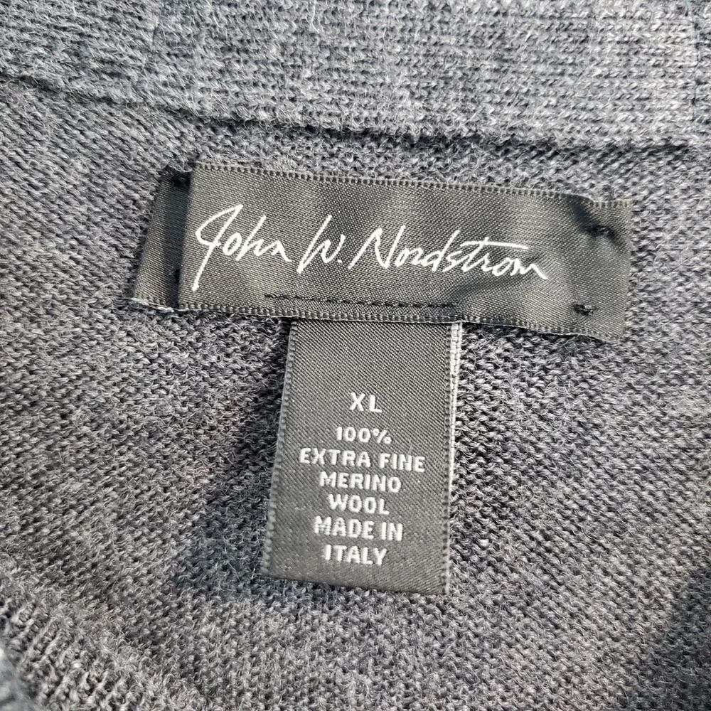 John W Nordstrom Sweater Mens XL Gray Argyle Extra Fine Merino Wool Italy EUC